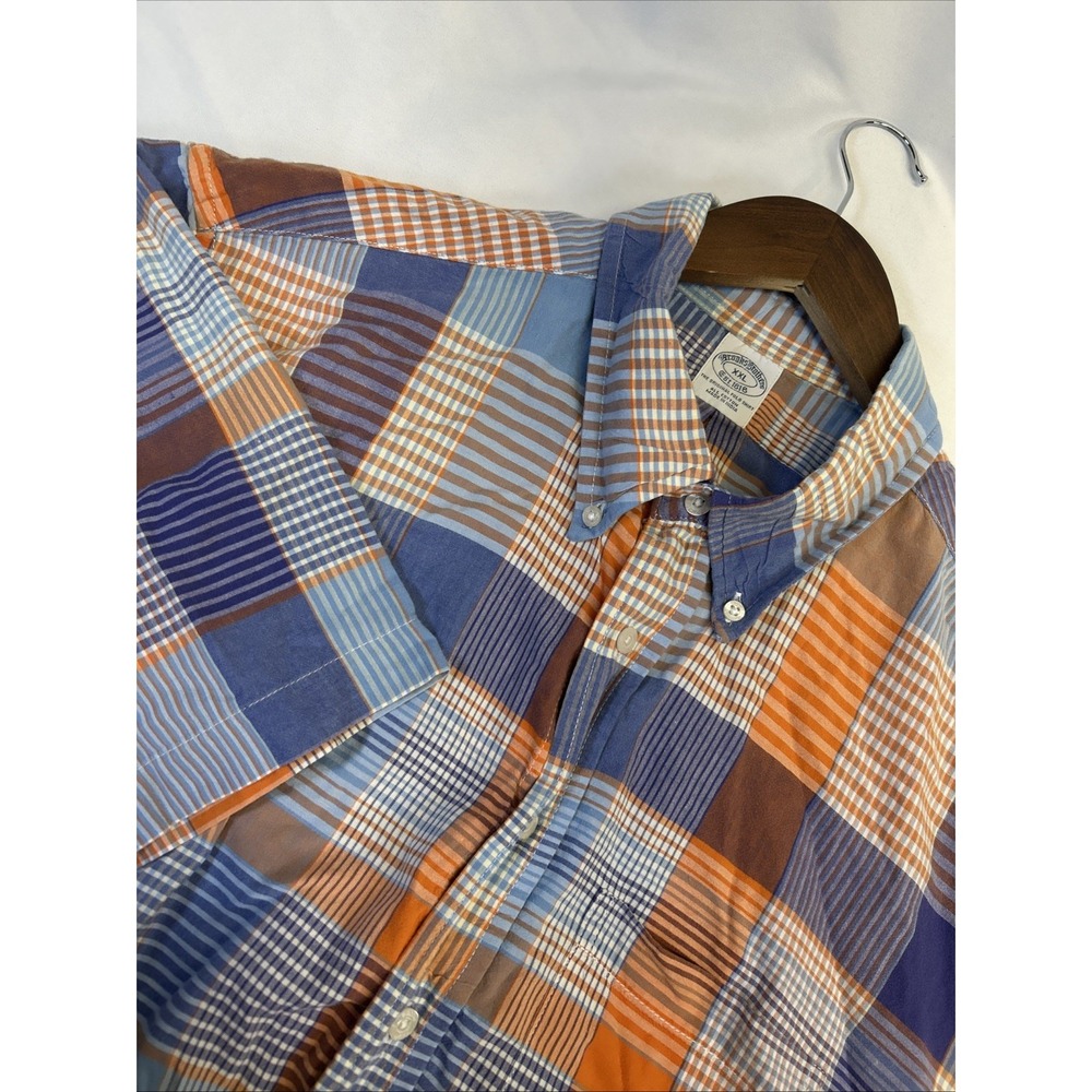 Brooks‎ Brothers Shirt Mens 2XL Blue Check Button Down Long Sleeve Shirt
